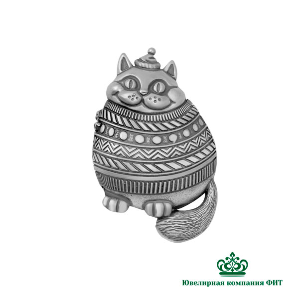 Серебряная брошь кот Фит