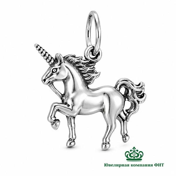Серебряный кулон Единорог