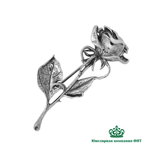 Серебряная брошь Роза
