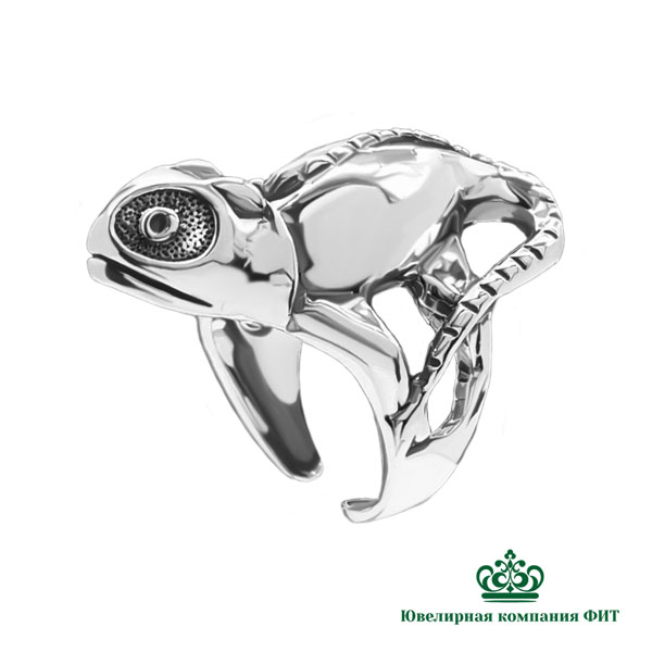 Серебряное кольцо Хамелеон