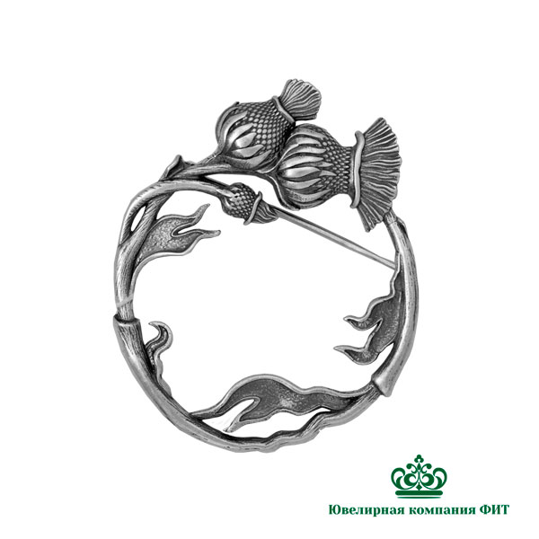 Серебряная брошь Чертополох