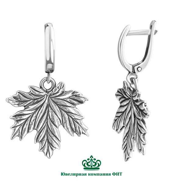 Серебряные серьги Клён