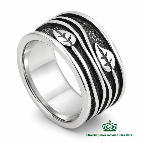 Серебряное кольцо Листики