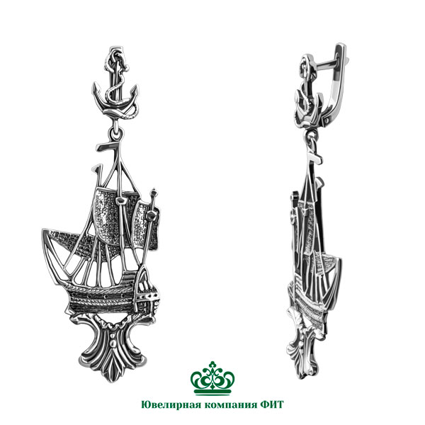 Серебряные серьги Бригантина
