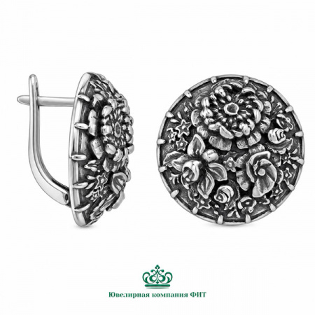 Серебряные серьги Цветочная корзина