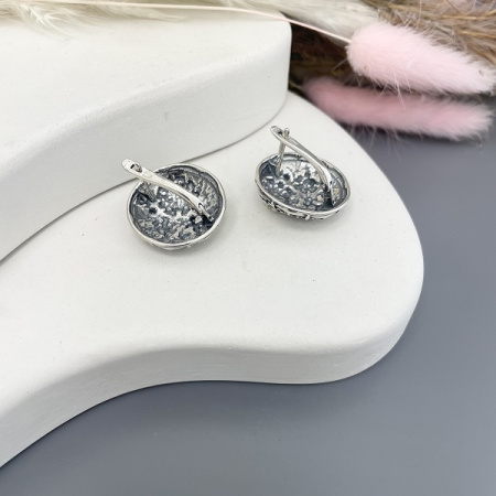 Серебряные серьги Цветочная корзина