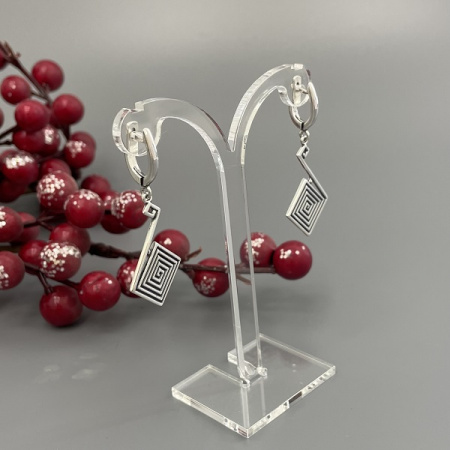 Серебряные серьги Лабиринт