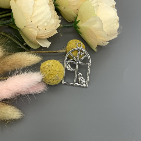 Серебряный кулон Кошка на окошке