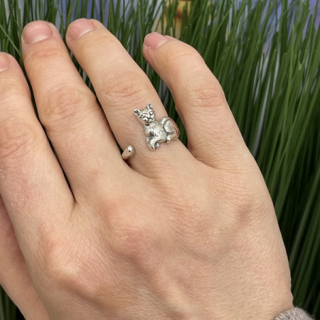 Серебряное кольцо Кот