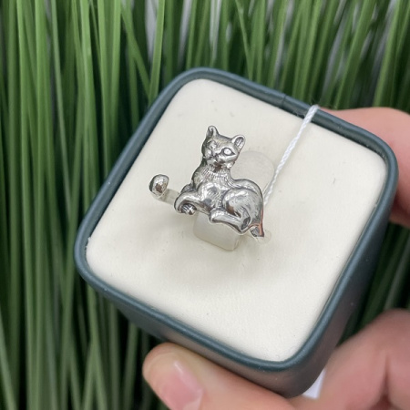 Серебряное кольцо Кот
