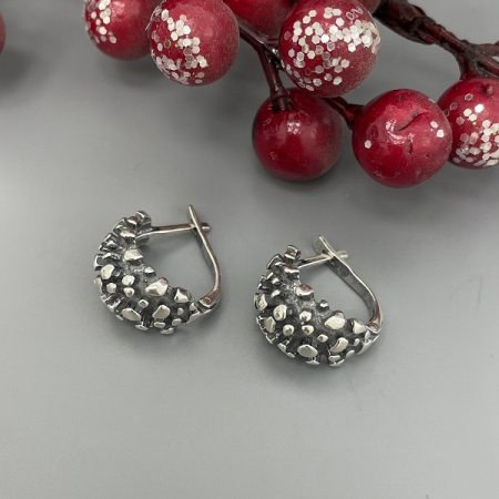 Серебряные серьги Еж