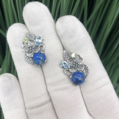Серебряные серьги Букетик