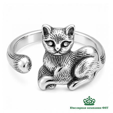 Серебряное кольцо Кот
