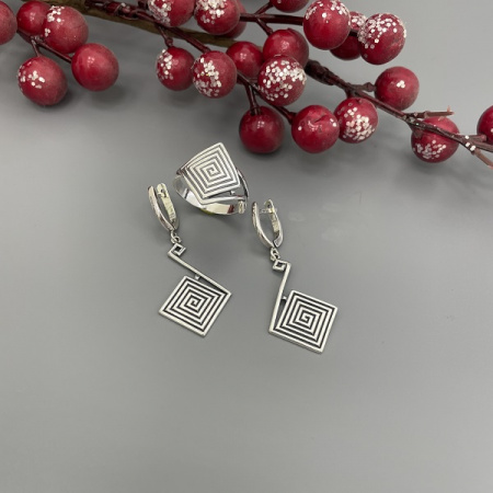 Серебряные серьги Лабиринт