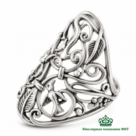 Серебряное кольцо Птички