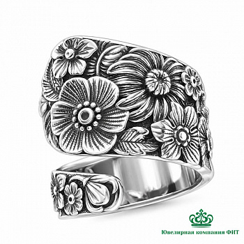 Серебряное кольцо Лютики