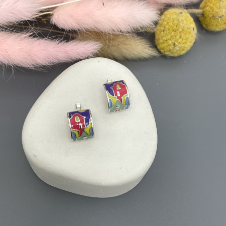 Серебряные серьги Домики