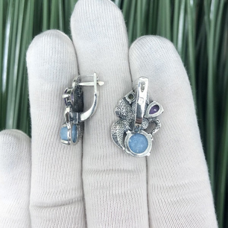 Серебряные серьги Букетик 