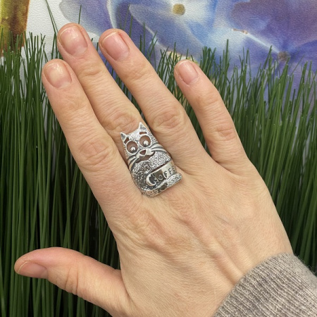 Серебряное кольцо Кот Тимофей