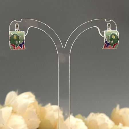 Серебряные серьги Домики