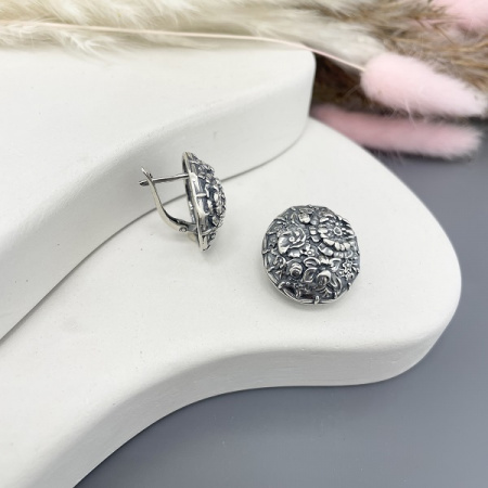 Серебряные серьги Цветочная корзина