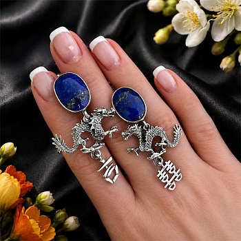Серебряные серьги Драконы