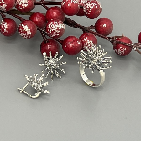 Серебряные серьги Ерш