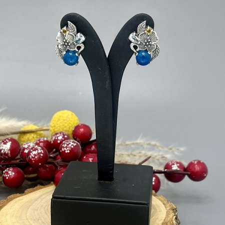 Серебряные серьги Букетик 