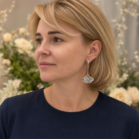 Серебряные серьги Гингко